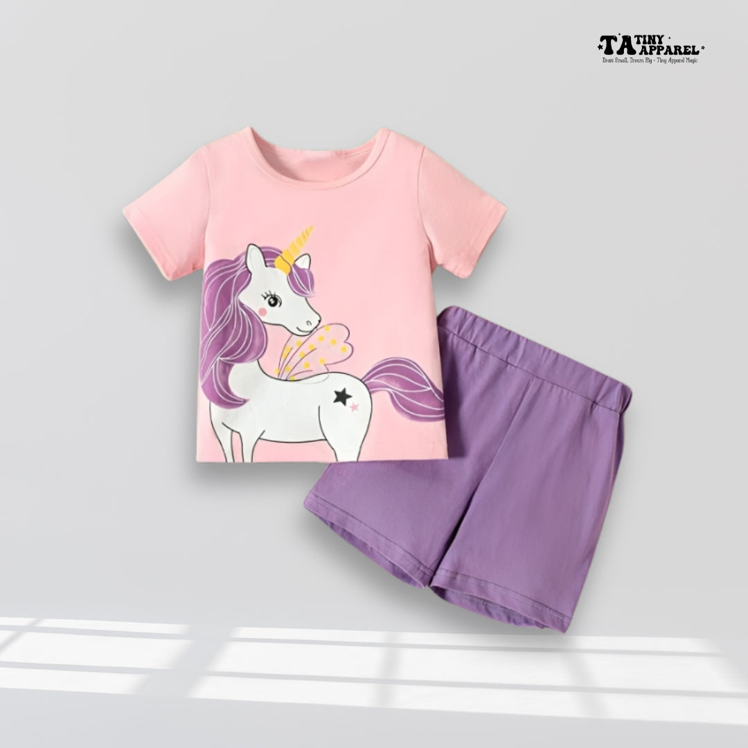 Purple unicorn tee with black and pink hotsell sleeves